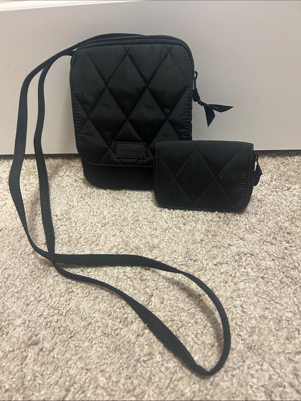 Vera Bradley Black Quilted Crossbody with Coin Pouch Set